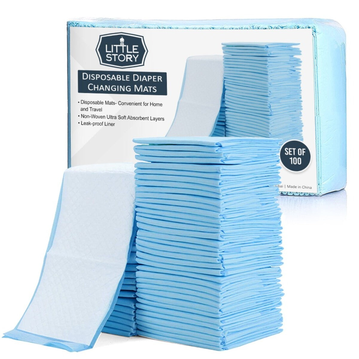 Little Story Disposable Diaper Changing Mats (100pcs) – Blue