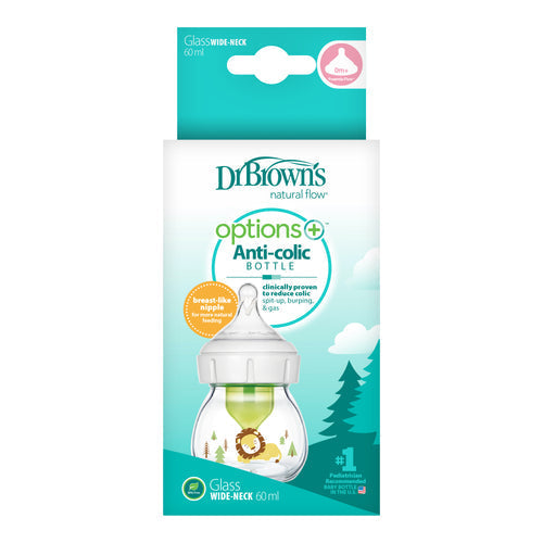 Dr. Brown's Glass W-N Options+ Bottle with Lion Deco and Preemie Nipple - 60mL