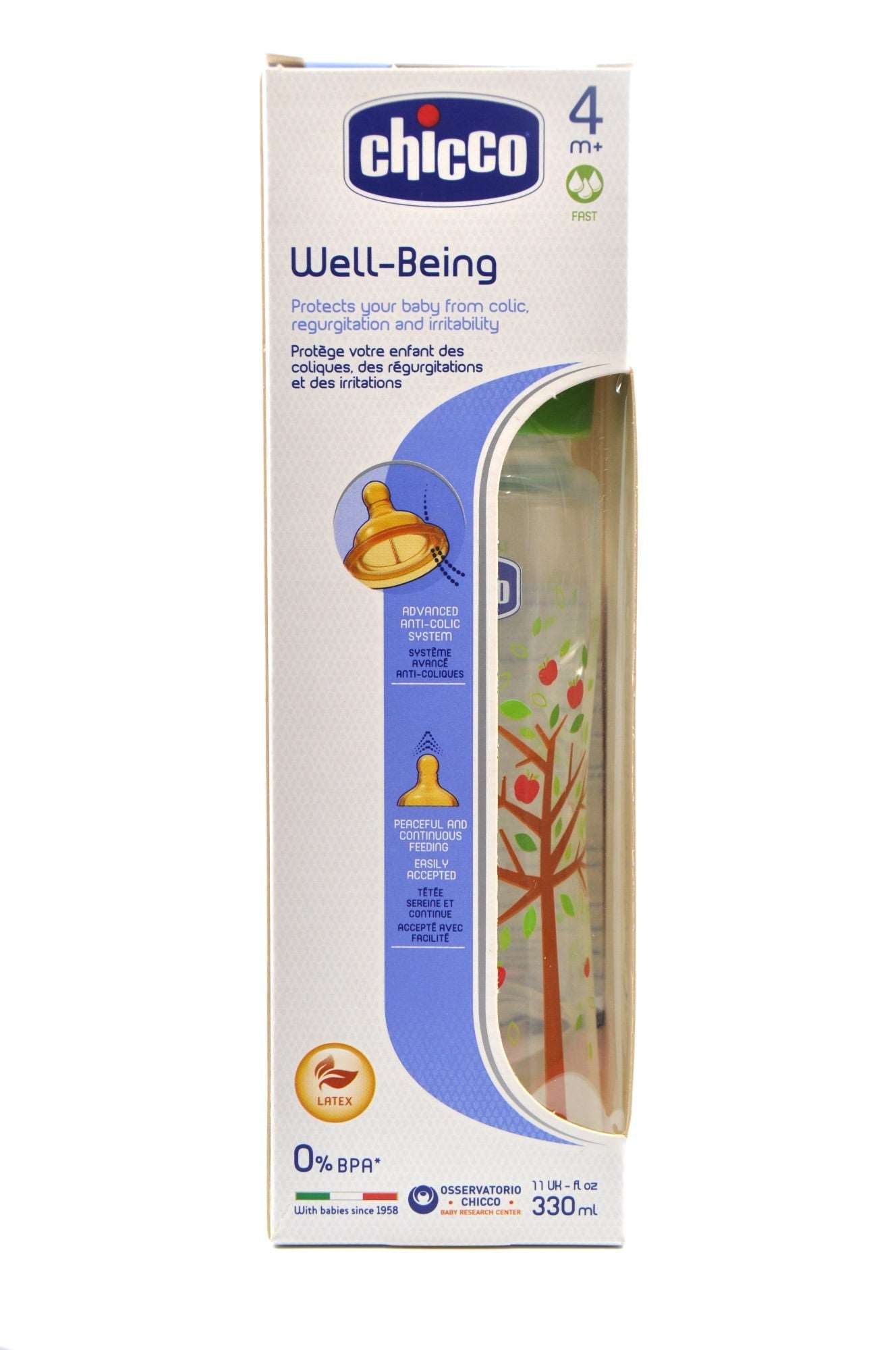 MamaApp Chicco Bottle Well Being Unisex 330 ml Fast Latex