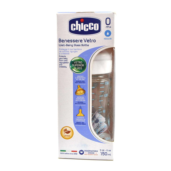 Chicco Bottle Well Being Glass Deco Boy 150 ml Latex