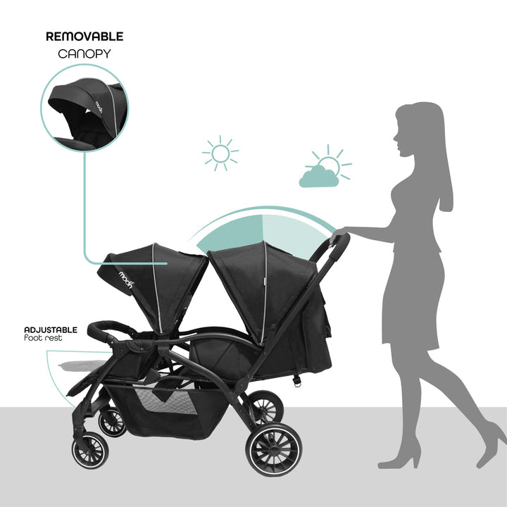 MOON Dois - Twin Stroller - Black, Twin Baby Stroller Pram