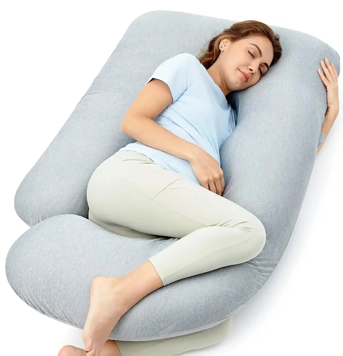 Momcozy U-Shaped Cooling Fabric Pregnancy Pillow