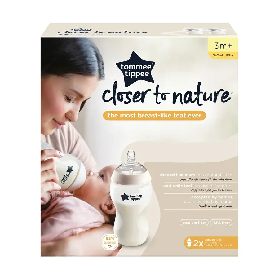 Tommee Tippee Closer To Nature PP Feeding Bottle Clear 2x340ml