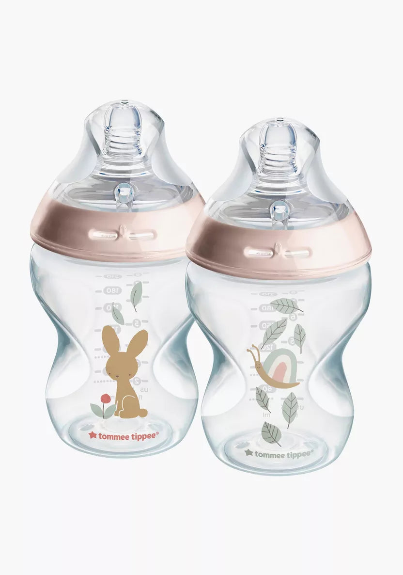 Tommee Tippee Closer to Nature Feeding Bottle, 260ml x 2 - Girl