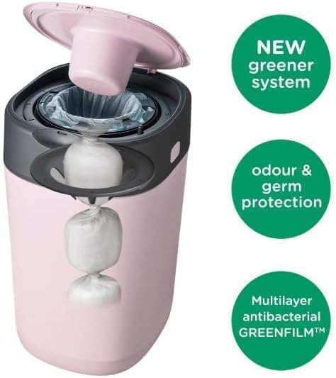 Tommee Tippee Twist and Click Nappy Disposal Tub, Pink