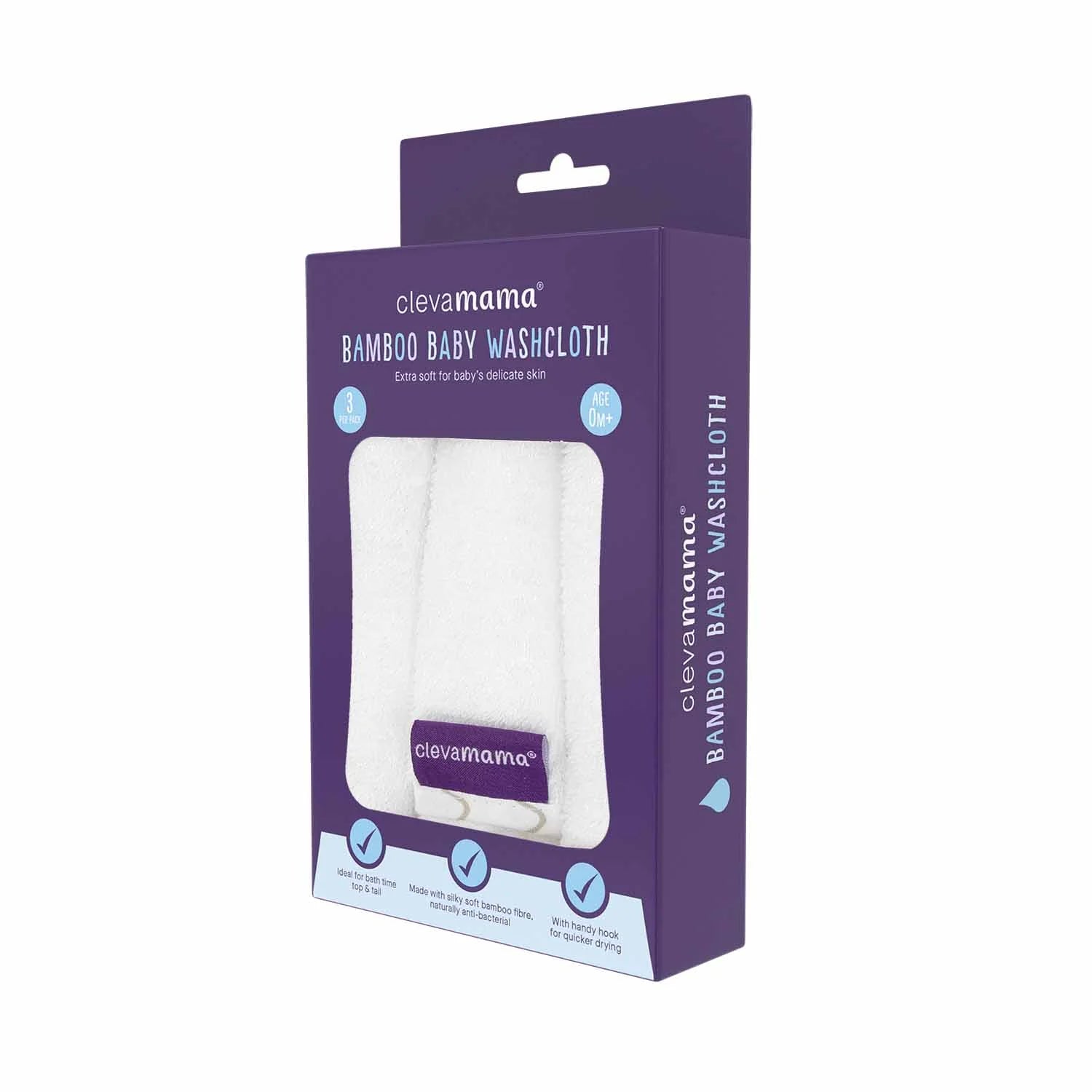 ClevaMama Bamboo Baby Washcloth Set (3Pk)