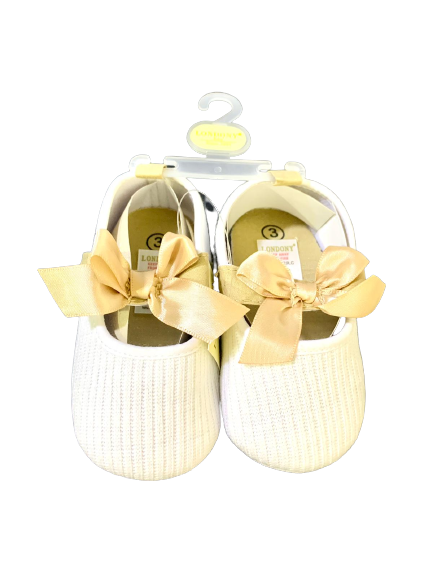 Londony Girls Shoes White/Brown Ribbon