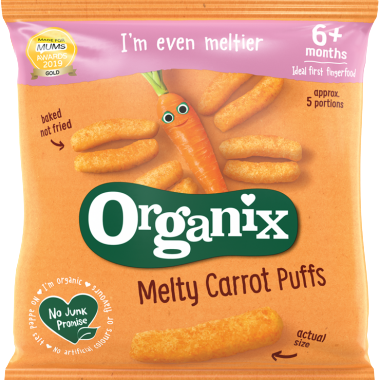 Organix Melty Carrot Puffs Organic Corn Snacks