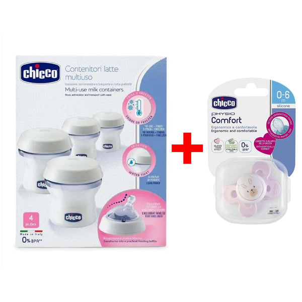 Chicco Milk Container Natural Feeling + Pacifiers Comfort 0-6 Months