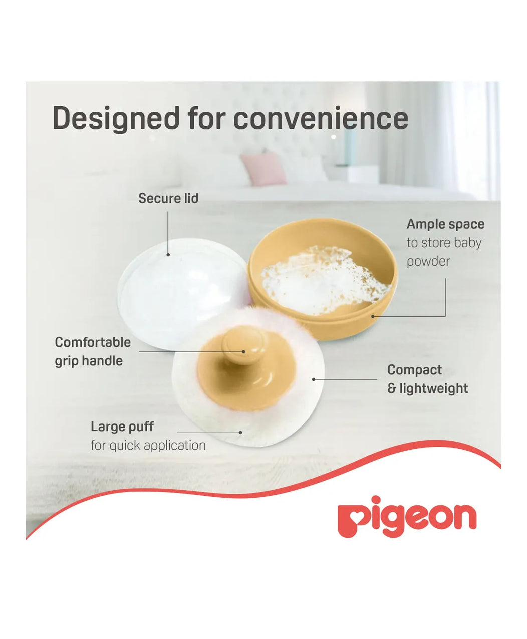 MamaApp Pigeon Powder Puff with Case Yellow