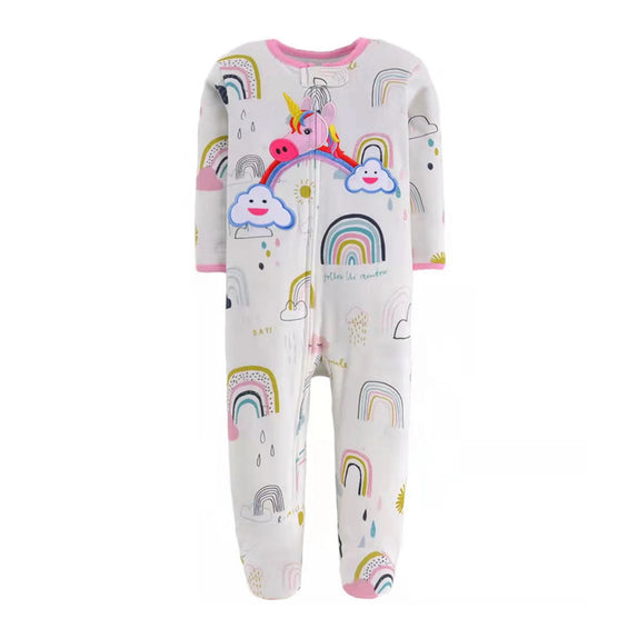 Unicorn & Rainbow Zipper Pajama - Organic Cotton - MamaApp