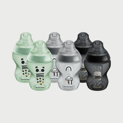 Tommee Tippee 6-Piece Closer To Nature Bottle, 260ml, Dec Mono AL AR