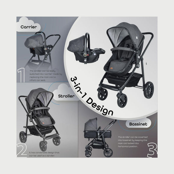 MOON Tres 3 in 1 Travel System -Black