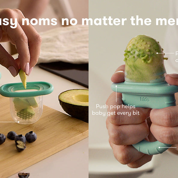 Frida Baby Push Pop Feeder – Safe Silicone Food Feeder for Babies (1-Pack, Teal)