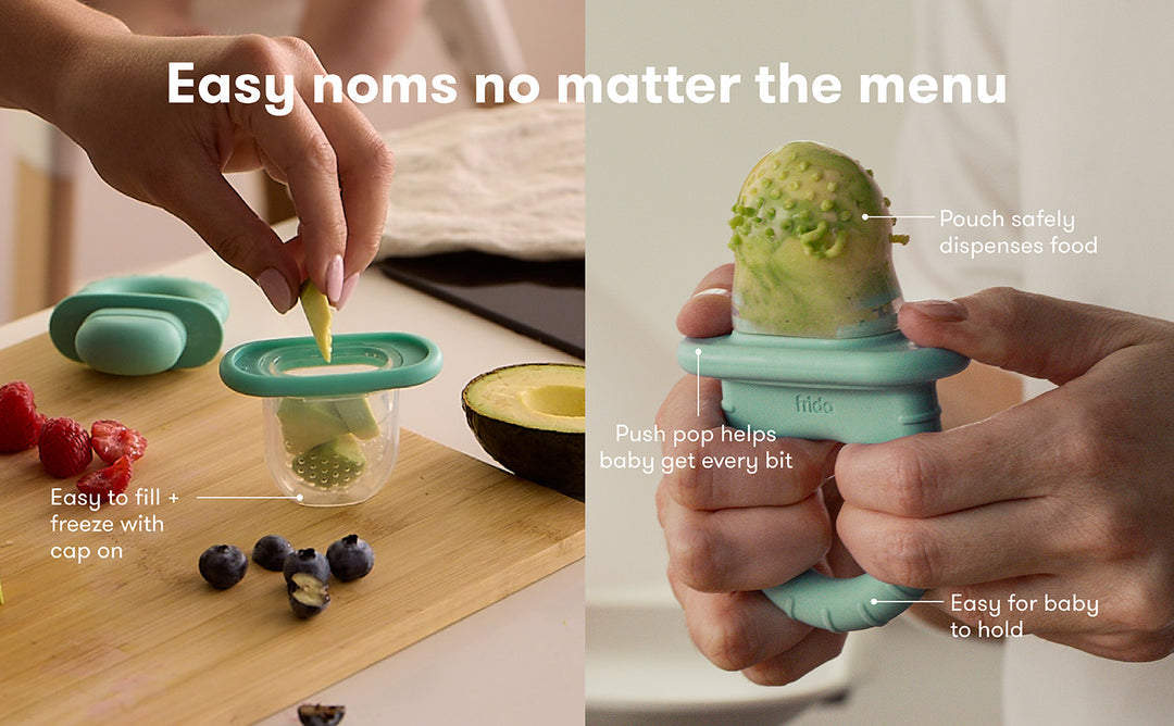 Frida Baby Push Pop Feeder – Safe Silicone Food Feeder for Babies (1-Pack, Teal)