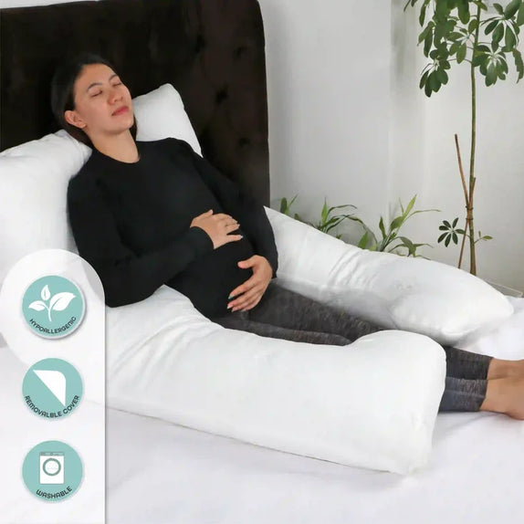 Moon u shaped maternity pillow with back support grey
