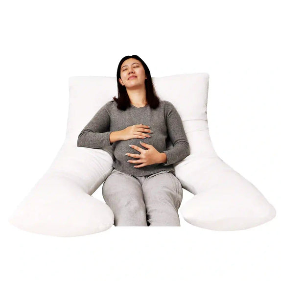 Moon u shaped maternity pillow with back support grey