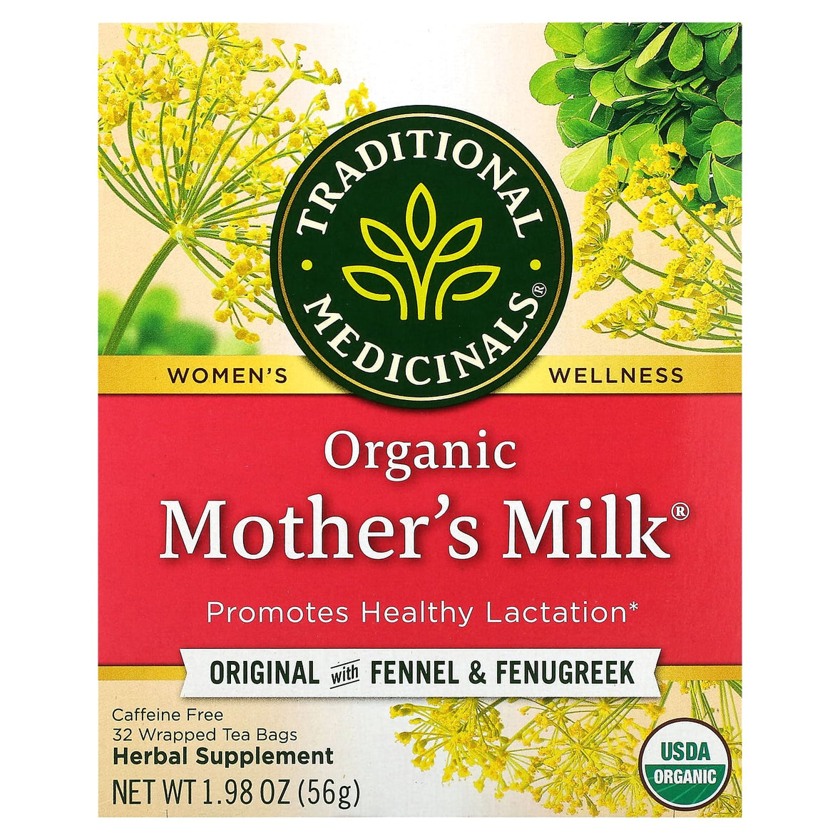 Organic Mother’s Milk® Lactation Tea – 32 Wrapped Tea Bags (56g)
