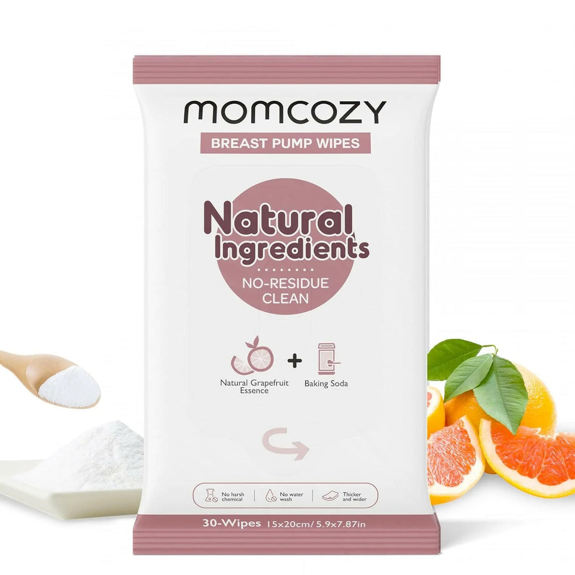 Momcozy natural breast pump cleaning wipes 30 count