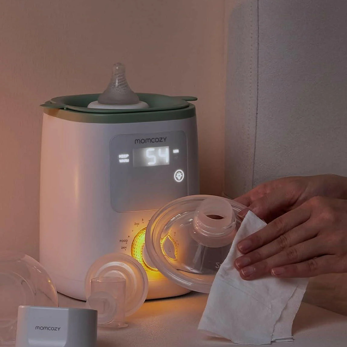 Momcozy natural breast pump cleaning wipes 30 count