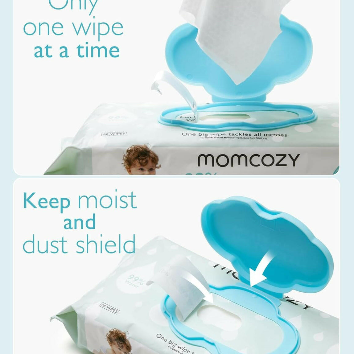 Momcozy - Water Based Baby Wipes Unscented - 60pcs