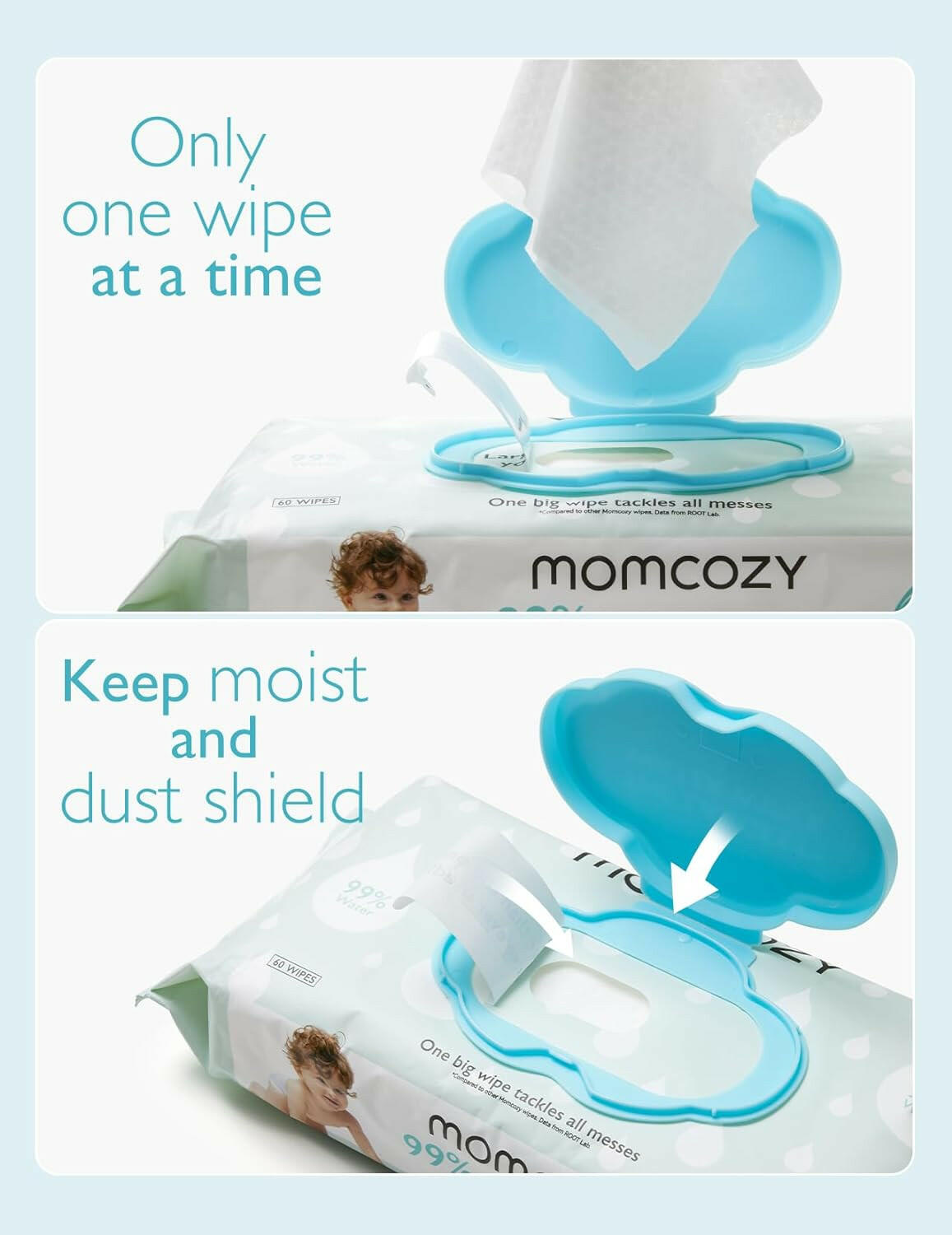 Momcozy - Water Based Baby Wipes Unscented - 60pcs