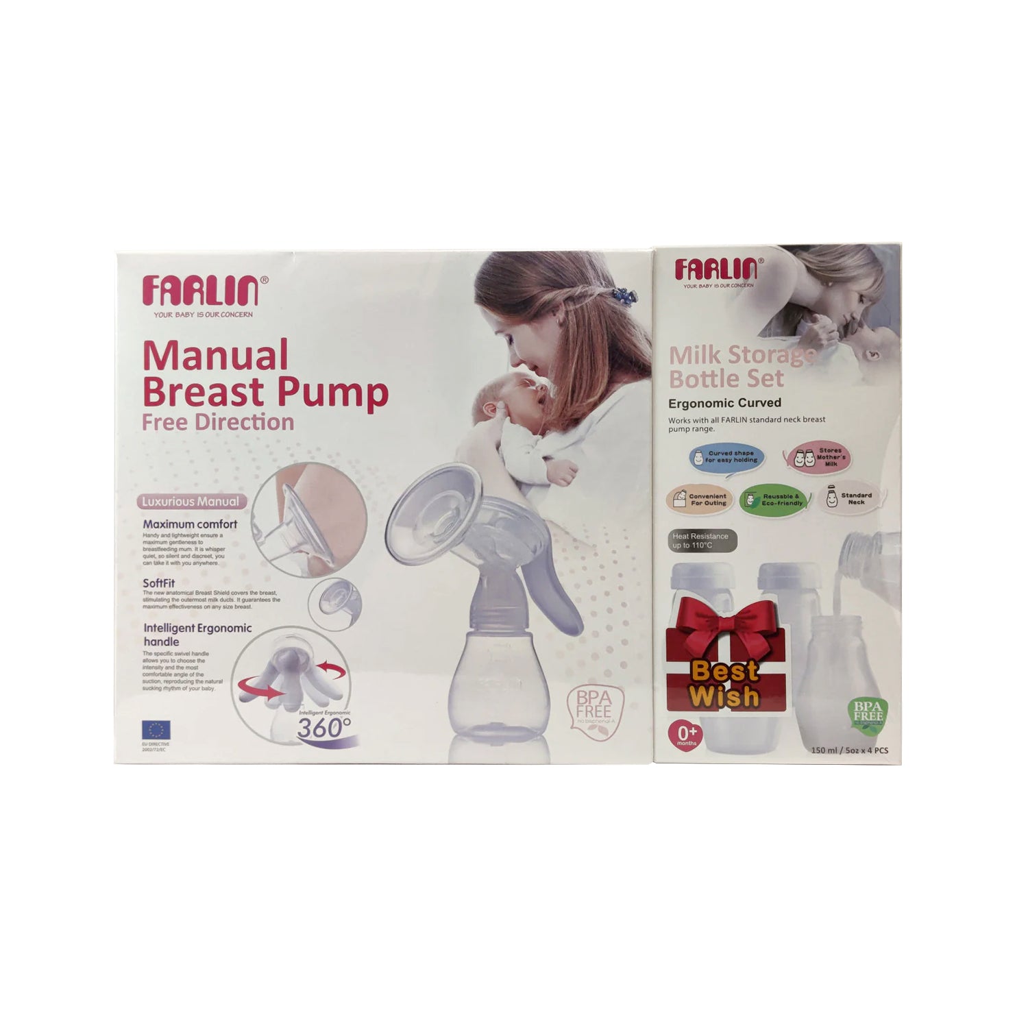 Farlin Free Direction Manual Breast Pump – 360° Comfort & Control