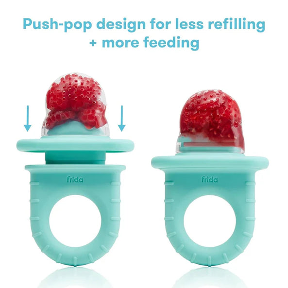 Frida Baby Push Pop Feeder – Safe Silicone Food Feeder for Babies (1-Pack, Teal)