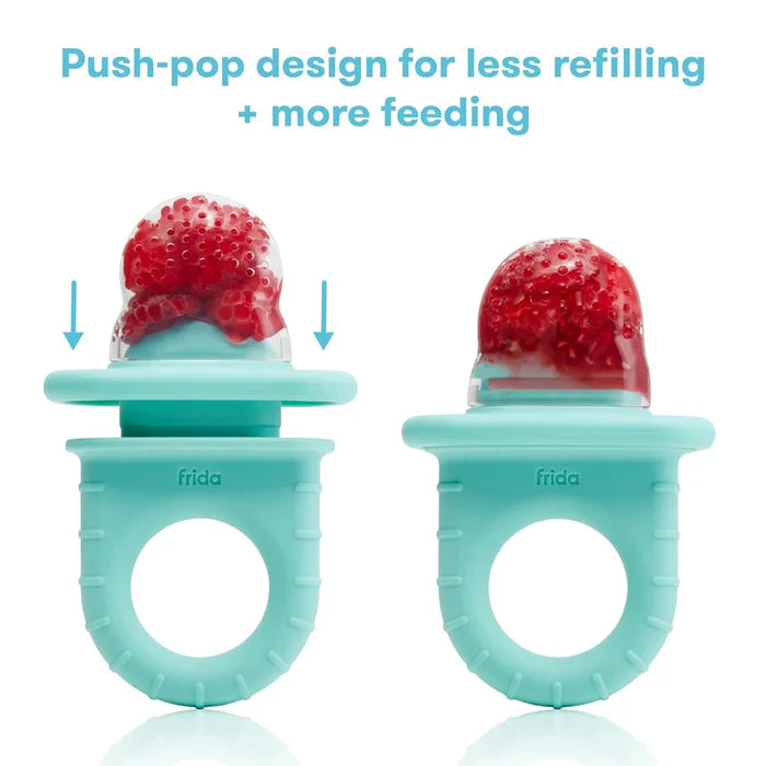 Frida Baby Push Pop Feeder – Safe Silicone Food Feeder for Babies (1-Pack, Teal)
