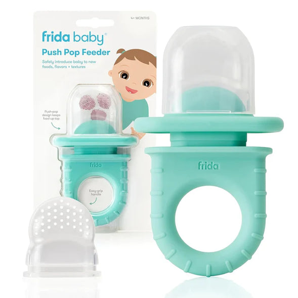 Frida Baby Push Pop Feeder – Safe Silicone Food Feeder for Babies (1-Pack, Teal)
