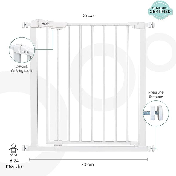 MOON Safety Gate – Adjustable Width 74.5–86 cm | Pressure Mounted