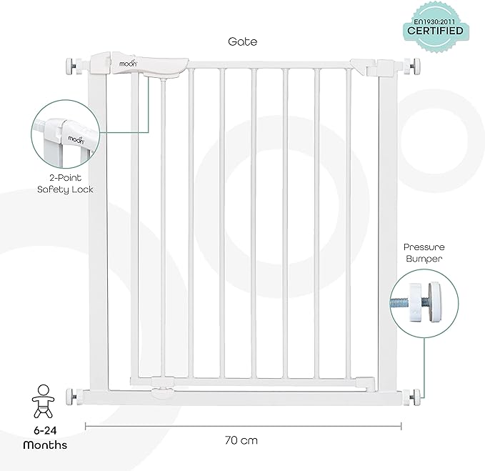 MOON Safety Gate – Adjustable Width 74.5–86 cm | Pressure Mounted