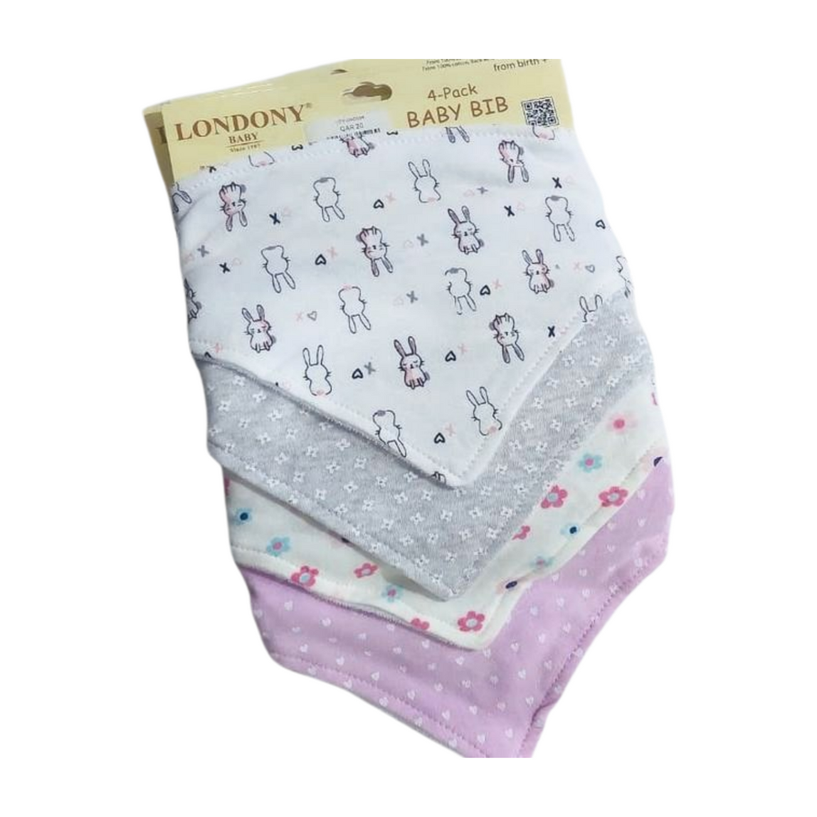 Londony girls 4pcs set bibs mix white pink grey copy