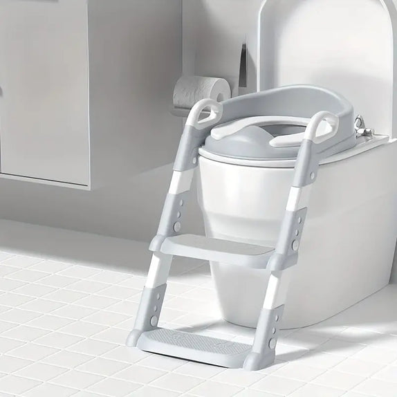 Folding potty trainer seat with steps for ages 3 6 sturdy plastic construction multicolor with pu cushion comfort
