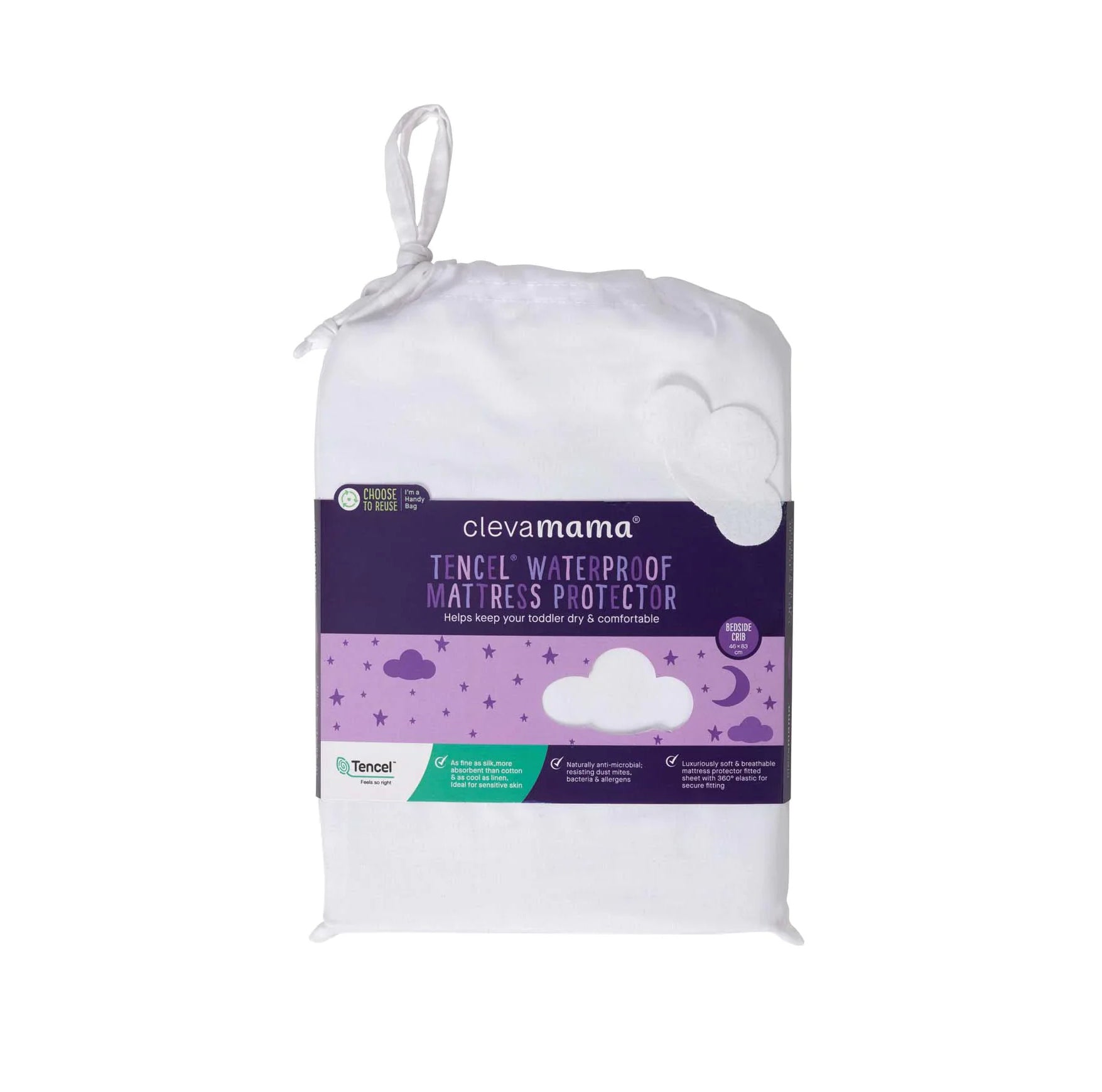 ClevaMama Brushed Cotton Waterproof Mattress Protector Bedside Crib