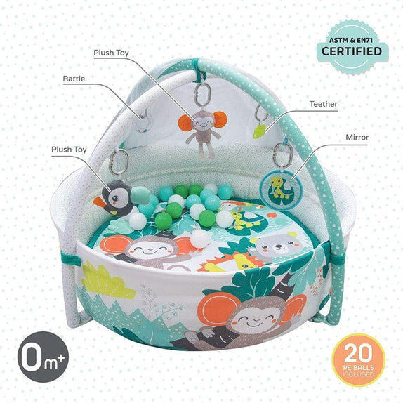 Moon jungle friends baby pool mat with mosquito net 20 pcs balls om baby playmat activity gym