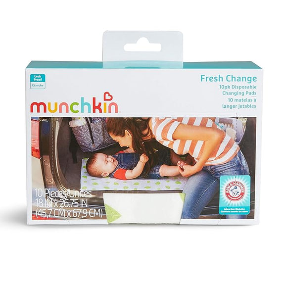 Munchkin arm hammer disposable changing pads 10 pack white green