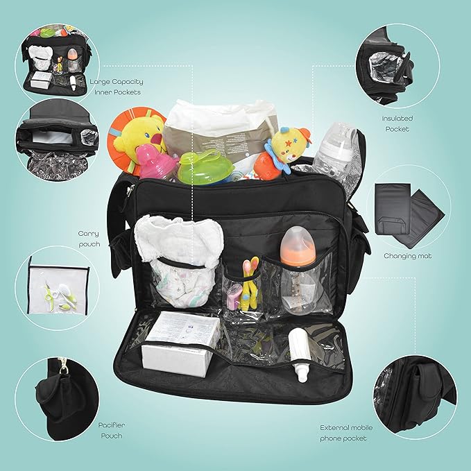 MOON 4ever Messenger Diaper Bag – Black