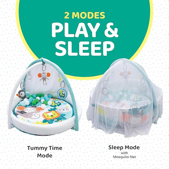 Moon jungle friends baby pool mat with mosquito net 20 pcs balls om baby playmat activity gym