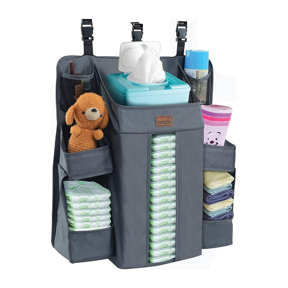 Moon baby crib organizer light grey