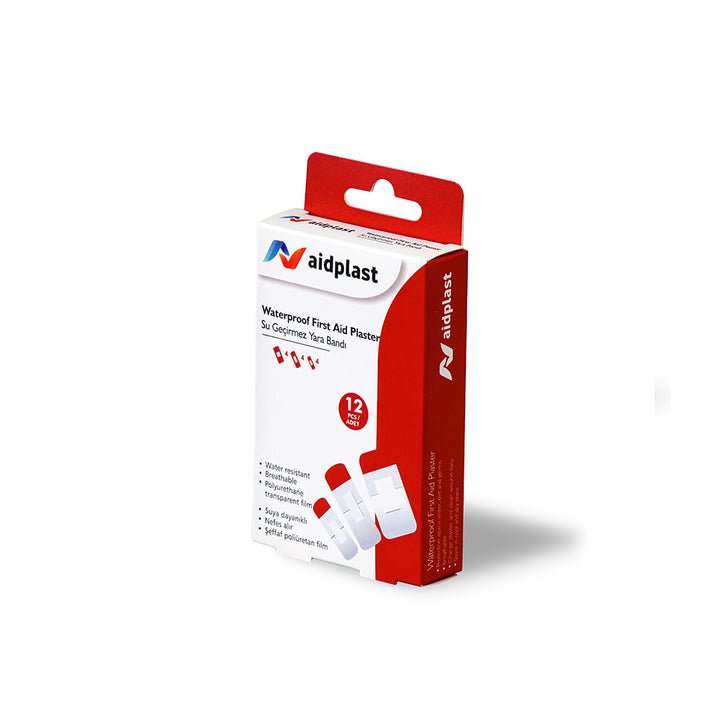 Aidplast WaterProof First Aid Plaster 19mm x 56mm-25mm x 72mm-38mm x 72mm