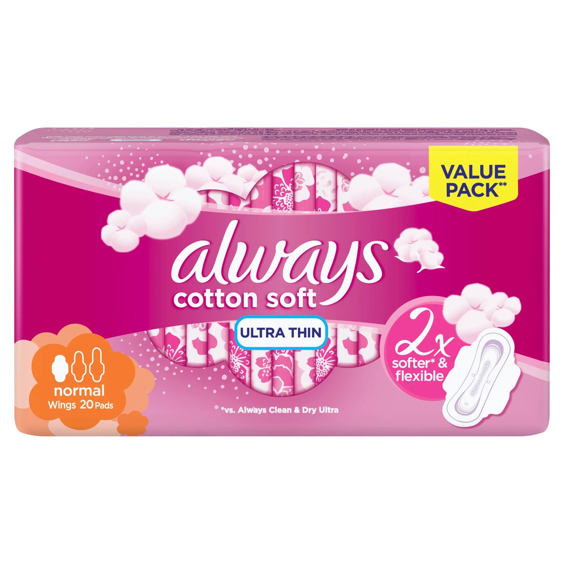Always Ultra Cotton Soft Sanitary Pads With Wing Normal 20pcs - MamaApp