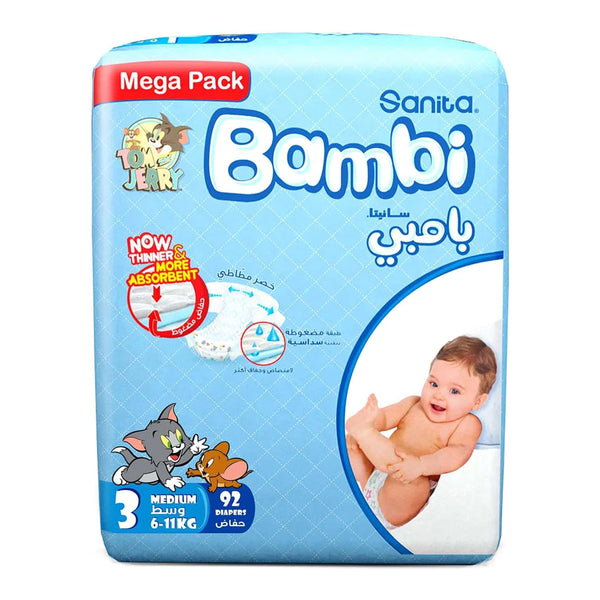 Bambi Diapers Size 3 Mega Pack (92’s)