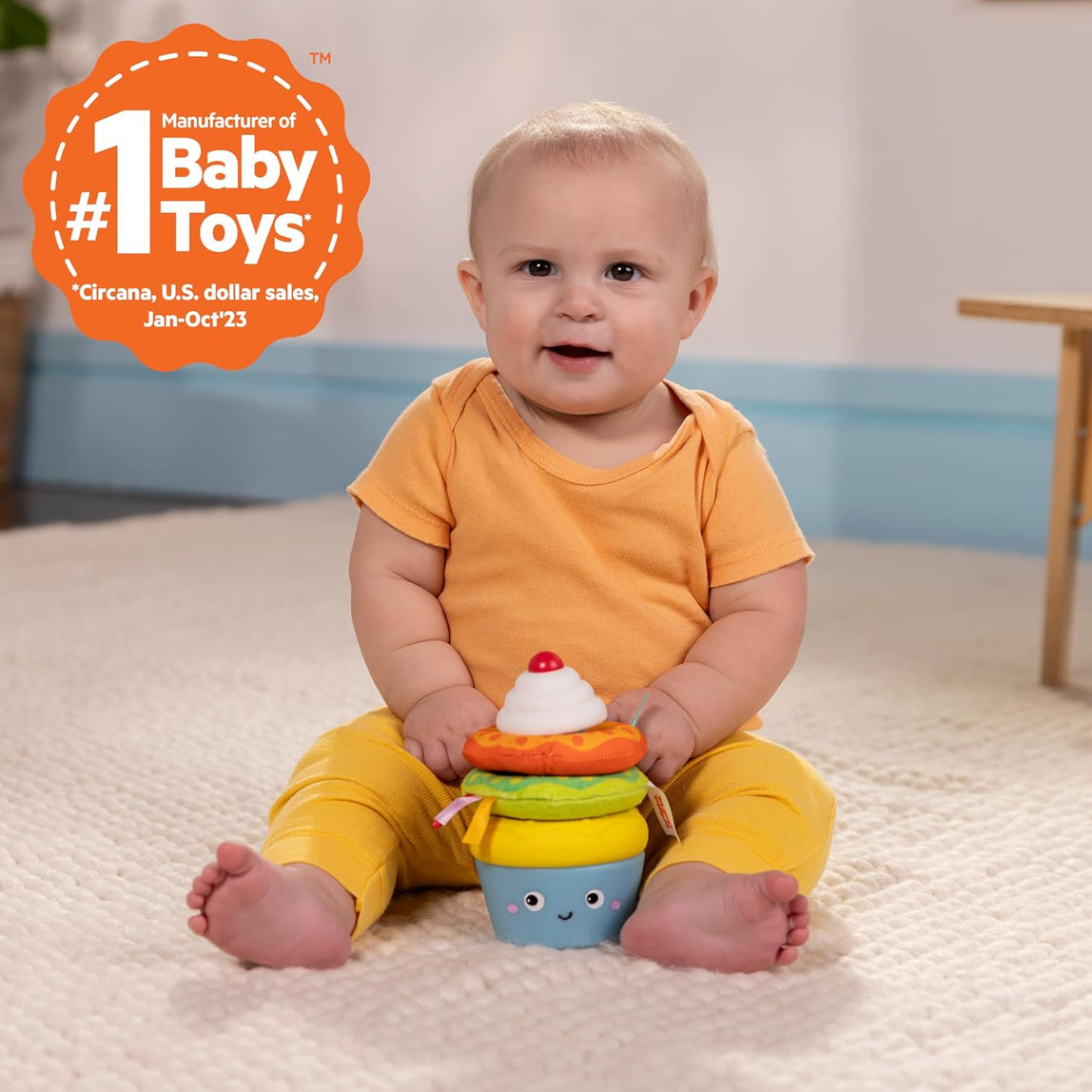 Bright Starts Cupcake Tower Stacking Toy with Teether