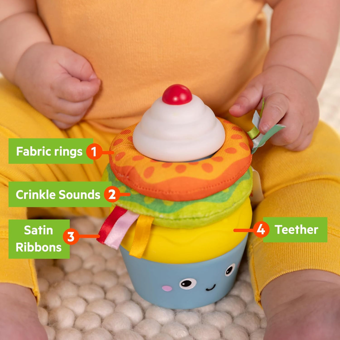 Bright Starts Cupcake Tower Stacking Toy with Teether