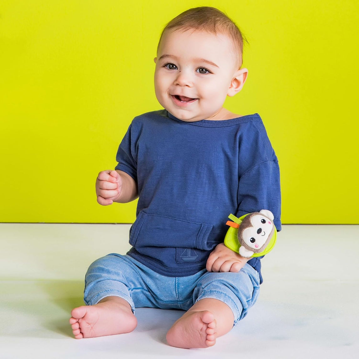 Bright Starts Rattle & Teethe Wrist Pals Toy - Monkey & Elephant - (0 Month+)