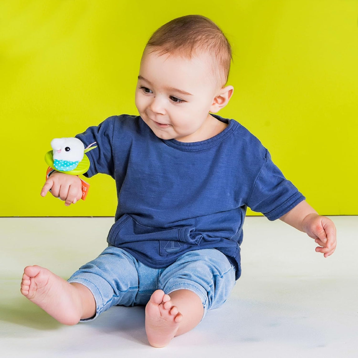 Bright Starts Rattle & Teethe Wrist Pals Toy - Monkey & Elephant - (0 Month+)