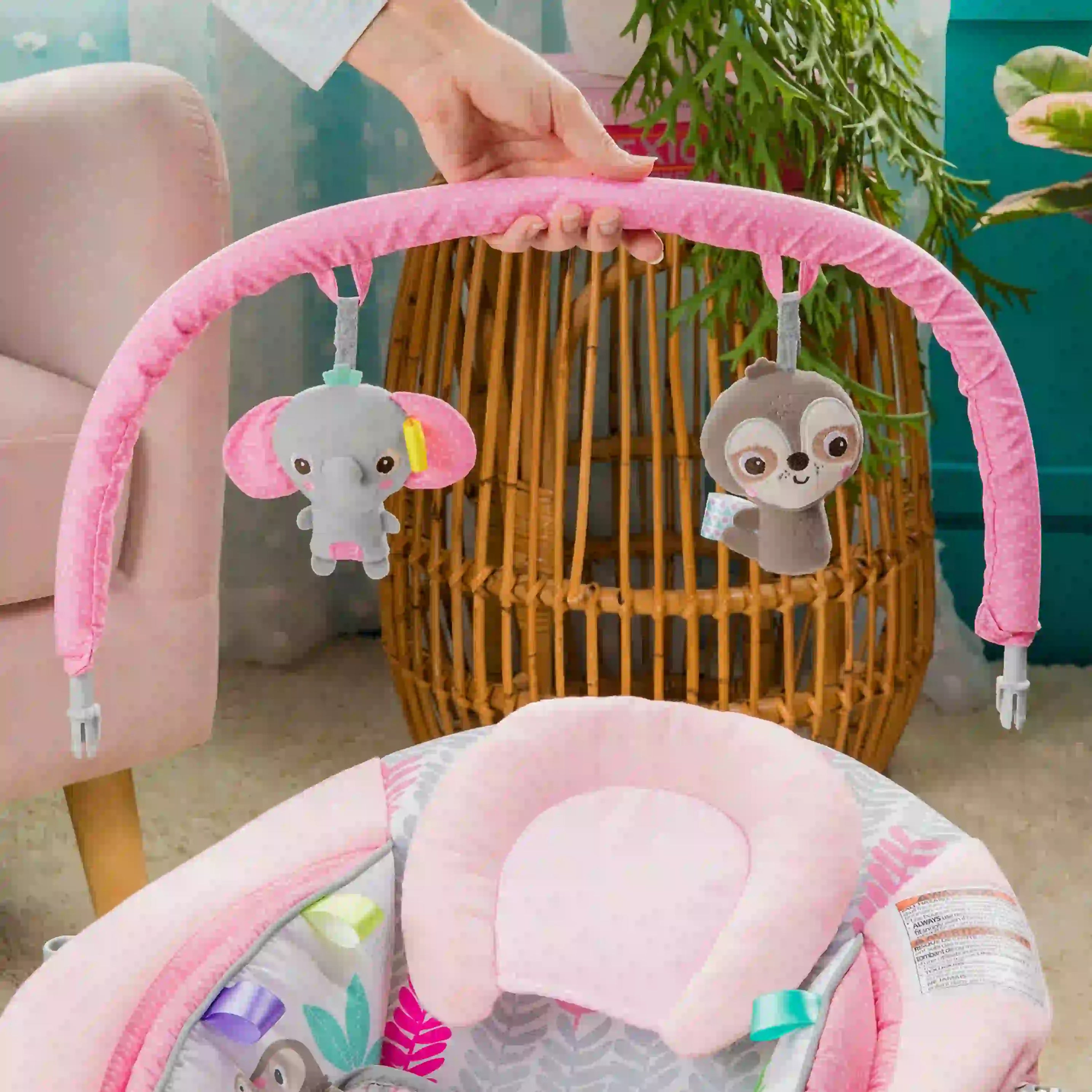 Bright Starts Cradling Bouncer Rosy Vines