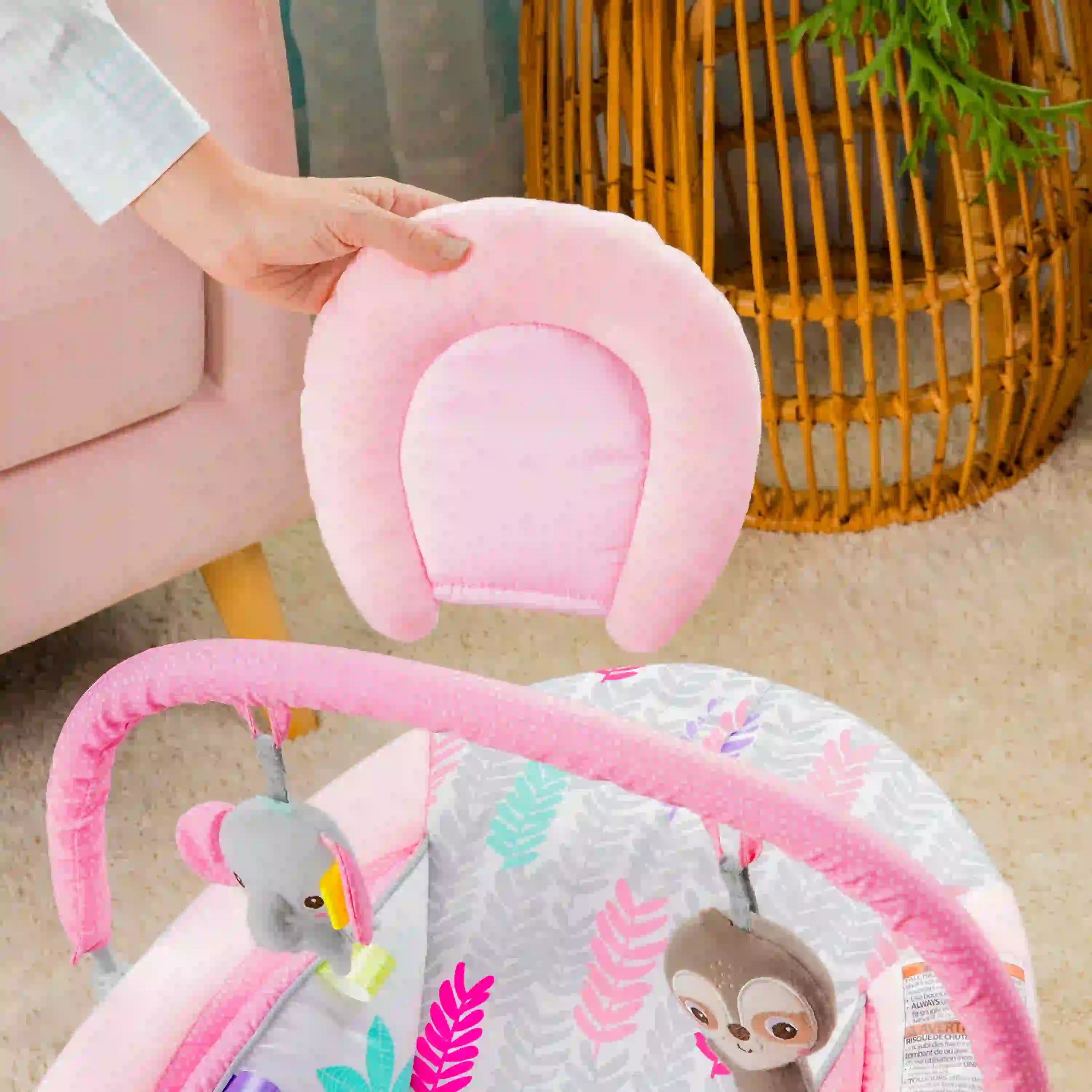 Bright Starts Cradling Bouncer Rosy Vines