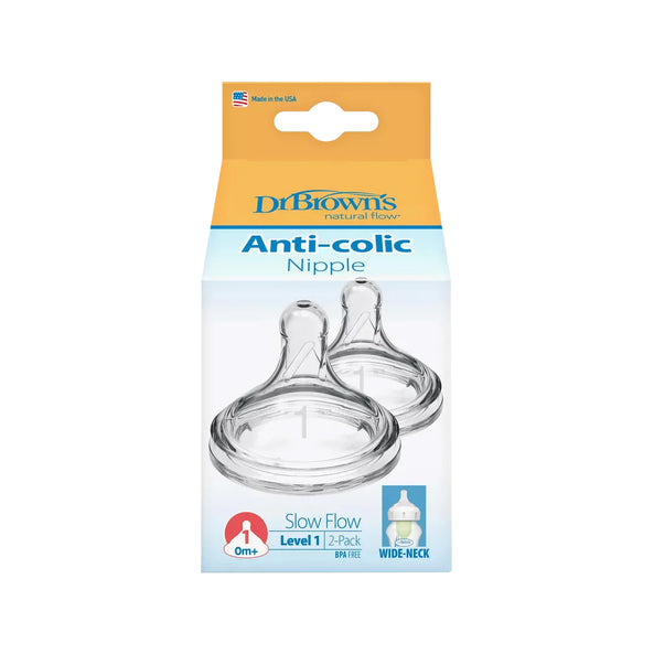 Dr. Brown's Natural Flow Level 1 Wide Neck Silicone Nipple - MamaApp